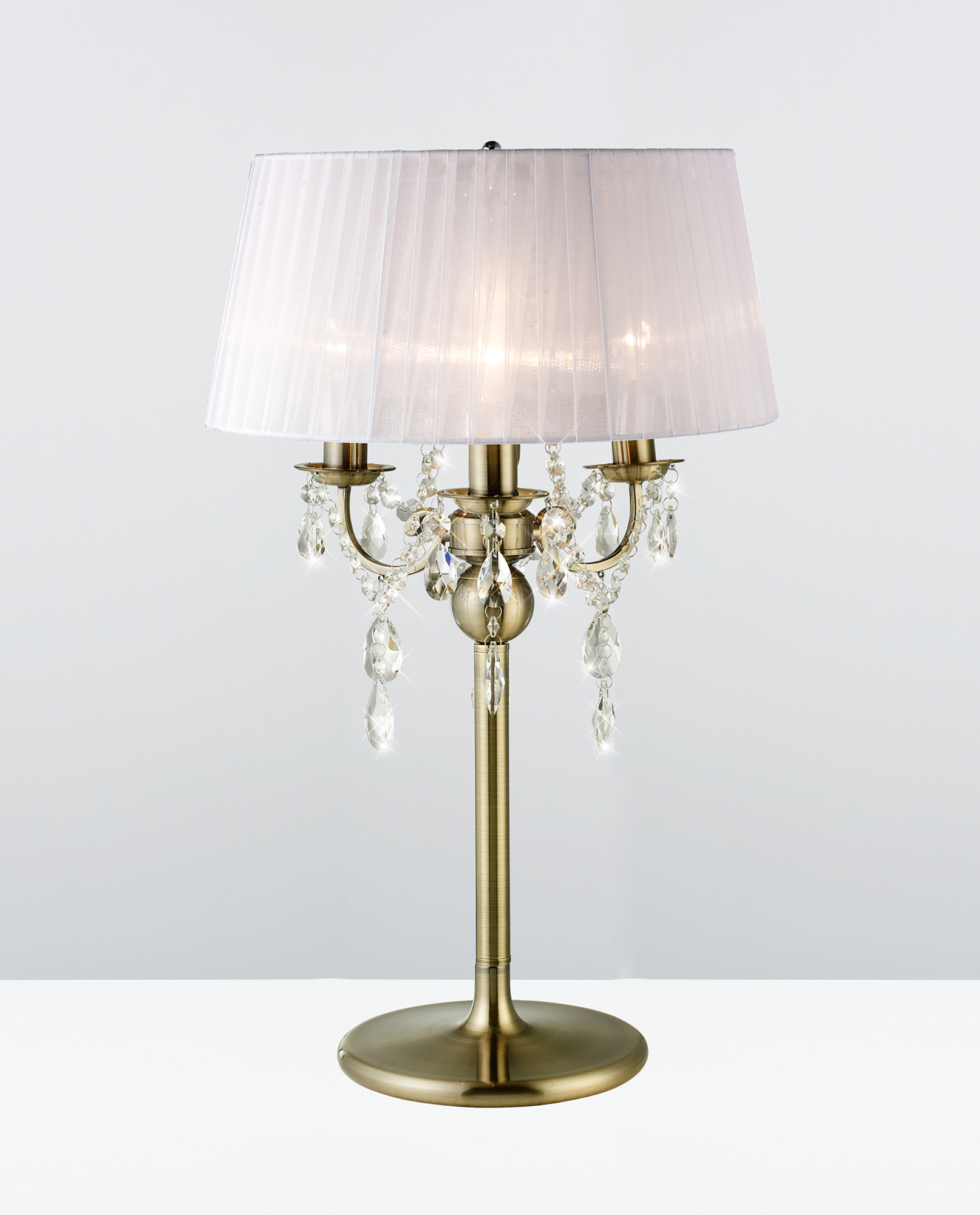 IL30065/WH  Olivia Crystal 61cm 3 Light Table Lamp